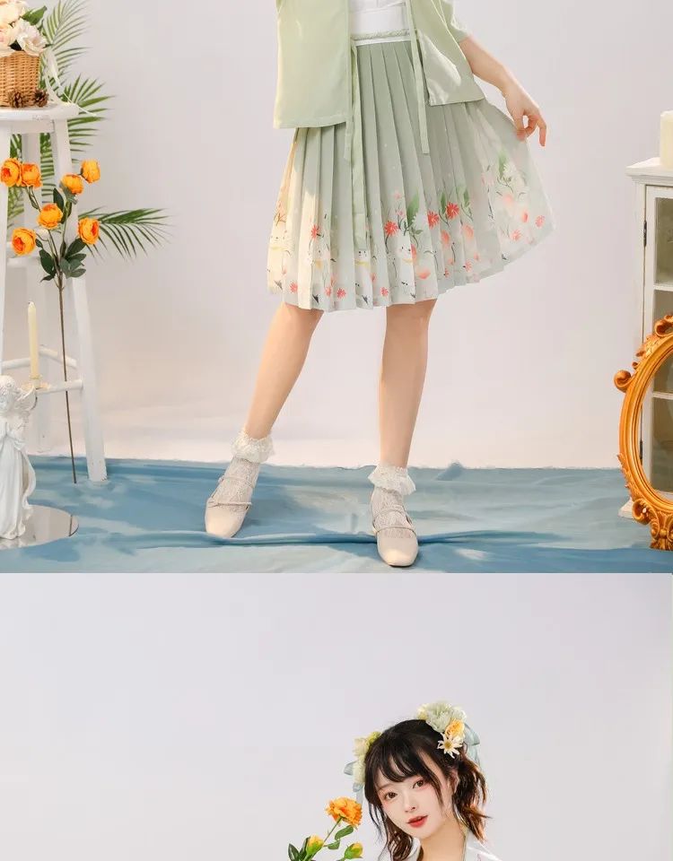 最低49、最高89元/套，适合当前夏日穿的浅绿色白菜系汉服！